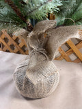 Shimmery Pale Green  3 ft. Faux Christmas Tree with Pine Cones and Burlap Base (B)
