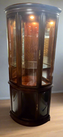Lighted Corner Curio with Curved Glass and Mirrored Back ***HEAVY ITEM***