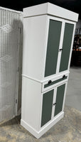 White & Sage Green Kitchen Pantry Cabinet & Cupboard