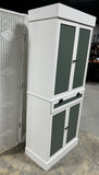 White & Sage Green Kitchen Pantry Cabinet & Cupboard