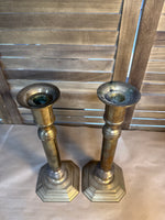 Pair Of Tall Brass Candle Stick Holders