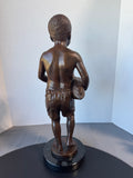 Signed & Numbered Charles Cropper Parks Bronze & Marble Boy with Duck Sculpture
