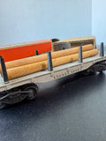 No. 2412 Flat Car Vintage Lionel Train for “O” Gauge Track with Logs, Box & Box Liner