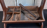 Primitive Large Vintage Wooden Carpenter’s Tool Caddy with Some Tools & Nails