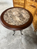 Round Side Table with Metal Base