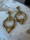 Avon Door Knocker Style Vintage Gold Tone Earrings