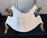 Cast Iron & Brass Duck Head Vintage Fireplace Log Holder with White Sling