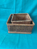 Woven Rattan Baskets / Napkin Holder – Set of 2