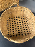 Pair of Primitive Style Light Wooden Woven Baskets