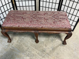 Paisley Upholstered Bench with Carved Legs