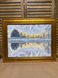 Sunrise Reflections in Winter Original Painting by Local Artist, Ginger Olansen; Signed