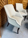 Upholstered Chairs with Tack Accents, Set of 2, Linen Color Fabric (Set B)