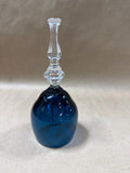 Blue And Clear Glass Bell With Etched Flowers