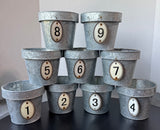 9-Piece Galvanized Tin Pots with Farmhouse Style Tags
