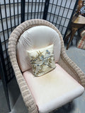 AS IS***Ayers Furniture Cream Tone Wicker Chair with Cushions***READ DESCRIPTION***