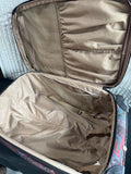 Chaps Paisley Rolling Suitcase with Brown Leather Trim
