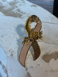 Avon Vintage Pink Enamel Gold Tone Breast Cancer Awareness Brooch