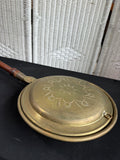 Floral Embossed Vintage Brass & Wooden Bed Warmer