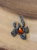 Sterling Scorpion & Amber Pendant