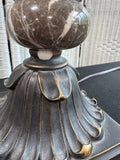 Pair of Ornate Metal, Resin & Marble Table Lamps (WORKS)