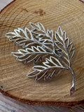 Filigree Silver Tone Leaf Brooch