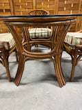 Bamboo Style Rattan Glass Top Table with 4 Chairs; Comes with Cushions