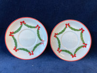 6 Piece Set of Neiman Marcus Christmas Garland Demitasse Espresso Cup & Saucers