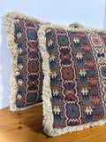 Southwestern Aztec Tapestry Throw Pillows With Fringe - 3 Pieces (B)