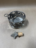 Heavy Silverplate Grape Wine Coaster With Matching Bottle Stopper
