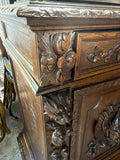 1880's German/French Huntsman's Hand Carved Oak 2 Piece China Cabinet ***HEAVY ITEM***READ DESCRIPTION CAREFULLY***
