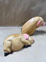 Wooden Sleeping Pigs — 2 Pieces