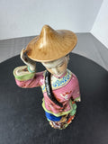 Chinese Wucai Shiwan Lady Merchant Figurine