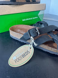 White Mountain Footbeds Harrington Nubuck Black Leather Sandals WOMEN’S SIZE 10