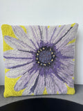 Purple & Chartreuse Daisy Hook Throw Pillow