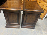 Pair of Dark Wood End Tables/Cabinets