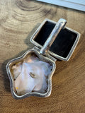 Unmarked Pink Mother of Pearl Sterling Silver Floral Slide Pendant