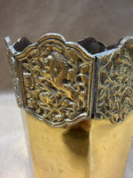 (A) Heavy Ornate Footed Brass Planter