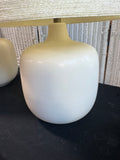 Pair of Heavyweight Cream Ceramic Vintage 3-Way Lamps with Yarn Wrapped Shades (WORKS)
