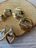 Trio of Vintage Gold Tone Earrings with Rhinestones (A)
