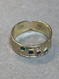 14K Gold Band with Assorted Gemstones (4.26g) - SIZE 7