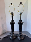 Pair of Espresso Metal Table Lamps (WORKS)