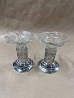 Set Of 2 Glass & SilverPlate Prince of Wales Makers Mark Bud Vase // 2 Sets Available // *** PRICED INDIVIDUALLY****