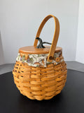 2001 Longaberger Pumpkin Patch Basket with Lid, Fabric & Plastic Liners