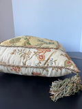 Aubusson Style Floral Throw Pillow with Tassels