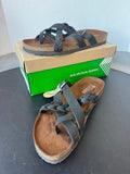 White Mountain Footbeds Harrington Nubuck Black Leather Sandals WOMEN’S SIZE 10
