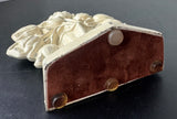 Antique John Wright Victorian Cream Painted Cast Iron Tulips Doorstop