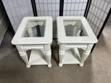 Pair of Cream Tone & Glass End Tables