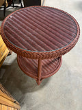 Red/Rust Painted Wicker Table with Glass