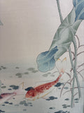 Asian Painting of Koi & Water Lilies on Silk
