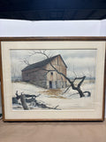 Original Watercolor of Old Barn in the Snow by Jack Anderson; Signed